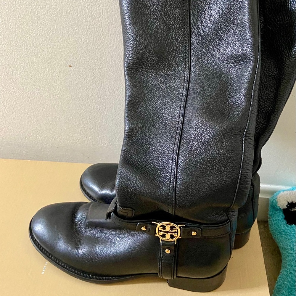 Tory Burch black leather riding boots size 8